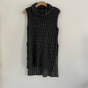 Striped Knit Cowel Neck Sleeveless Top